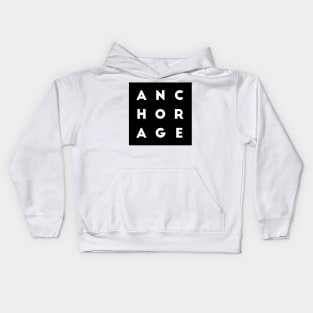 Anchorage | Black square letters Kids Hoodie